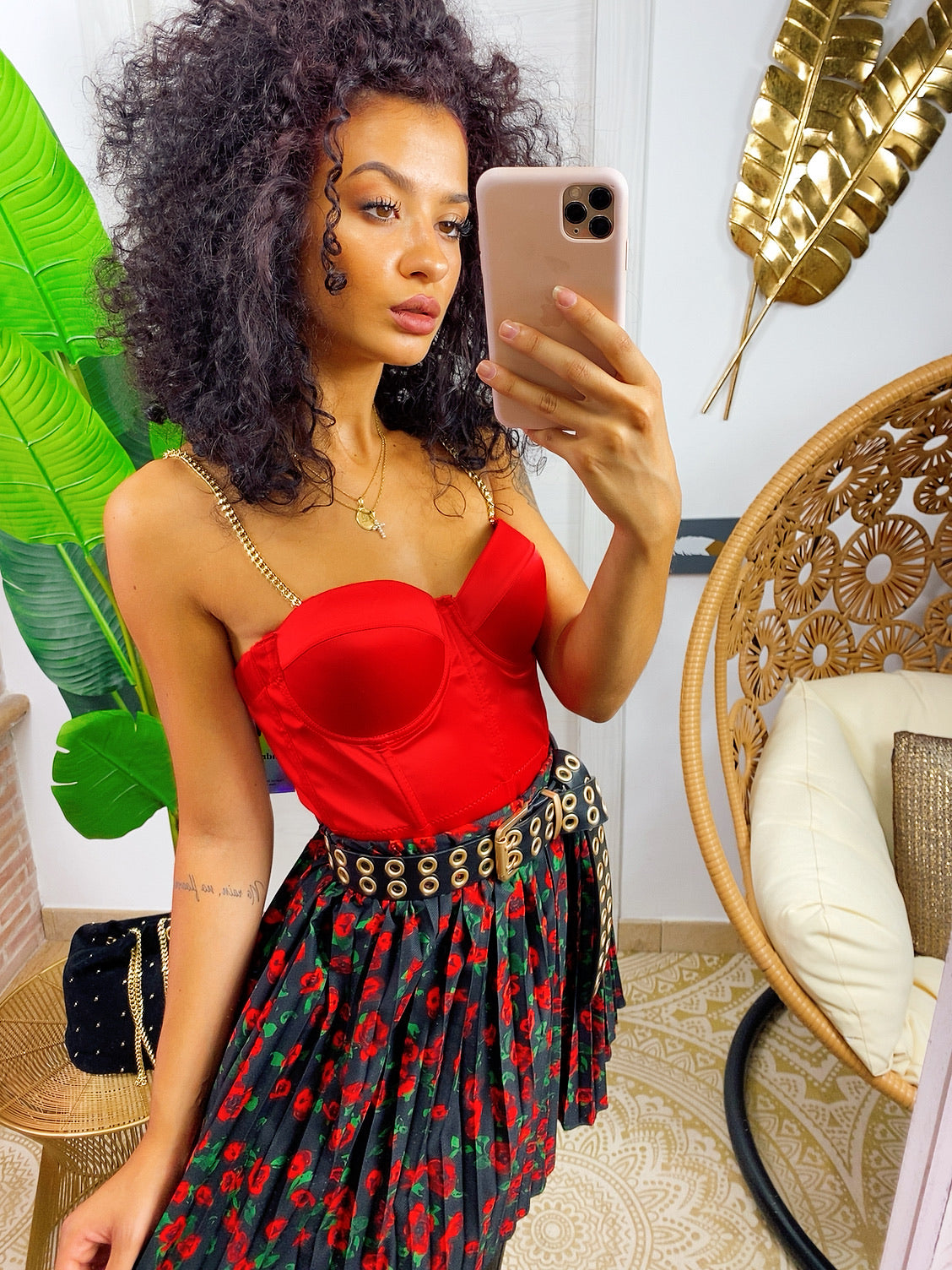 Top a corpetto Rosso