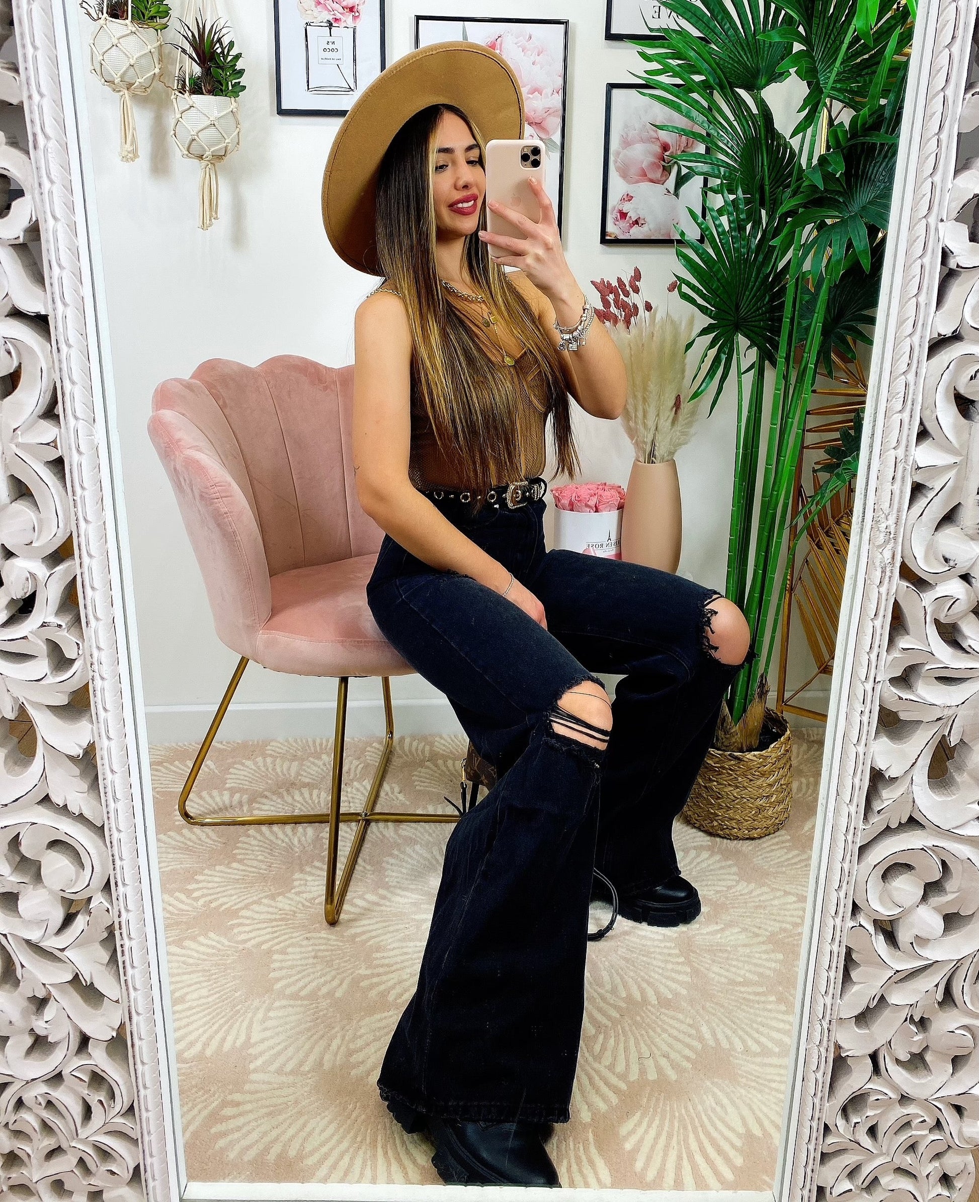 Jeans Boyfriend Zampa larga con strappi