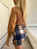 Gonna in tweed blu e beige