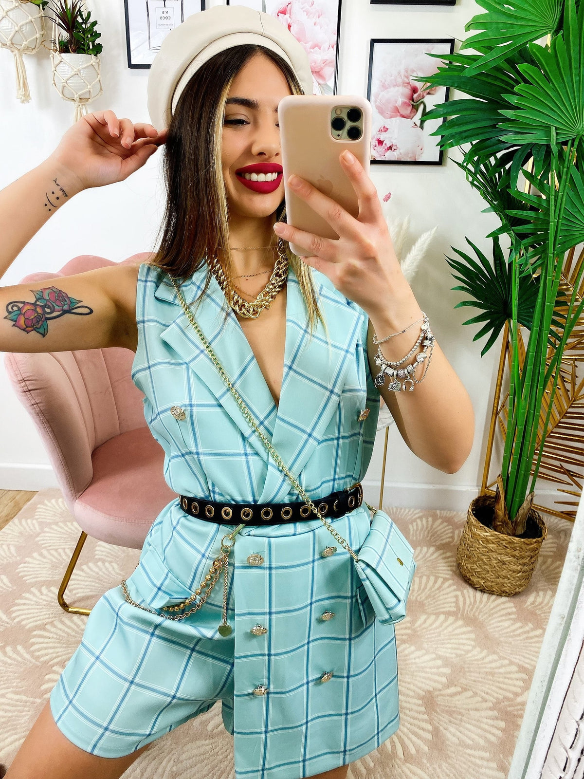 Tutina a Blazer con borsetta Verdeacqua