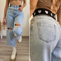 Jeans con elastico e cuori