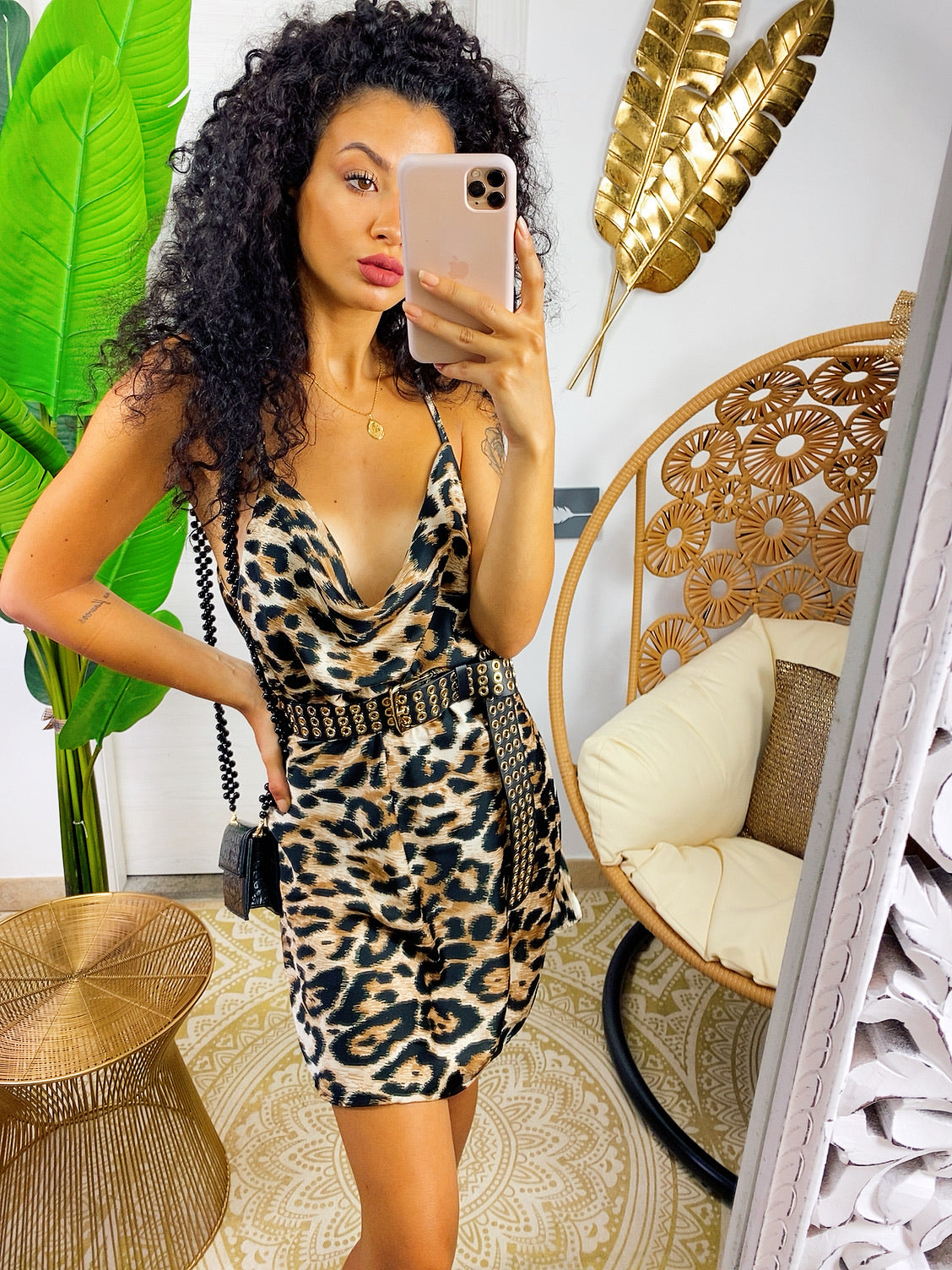 Abito in raso trama animalier