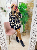 Maxi maglione morbidissimo con cuori Nero