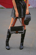 Bag in jeans nero con tracolla