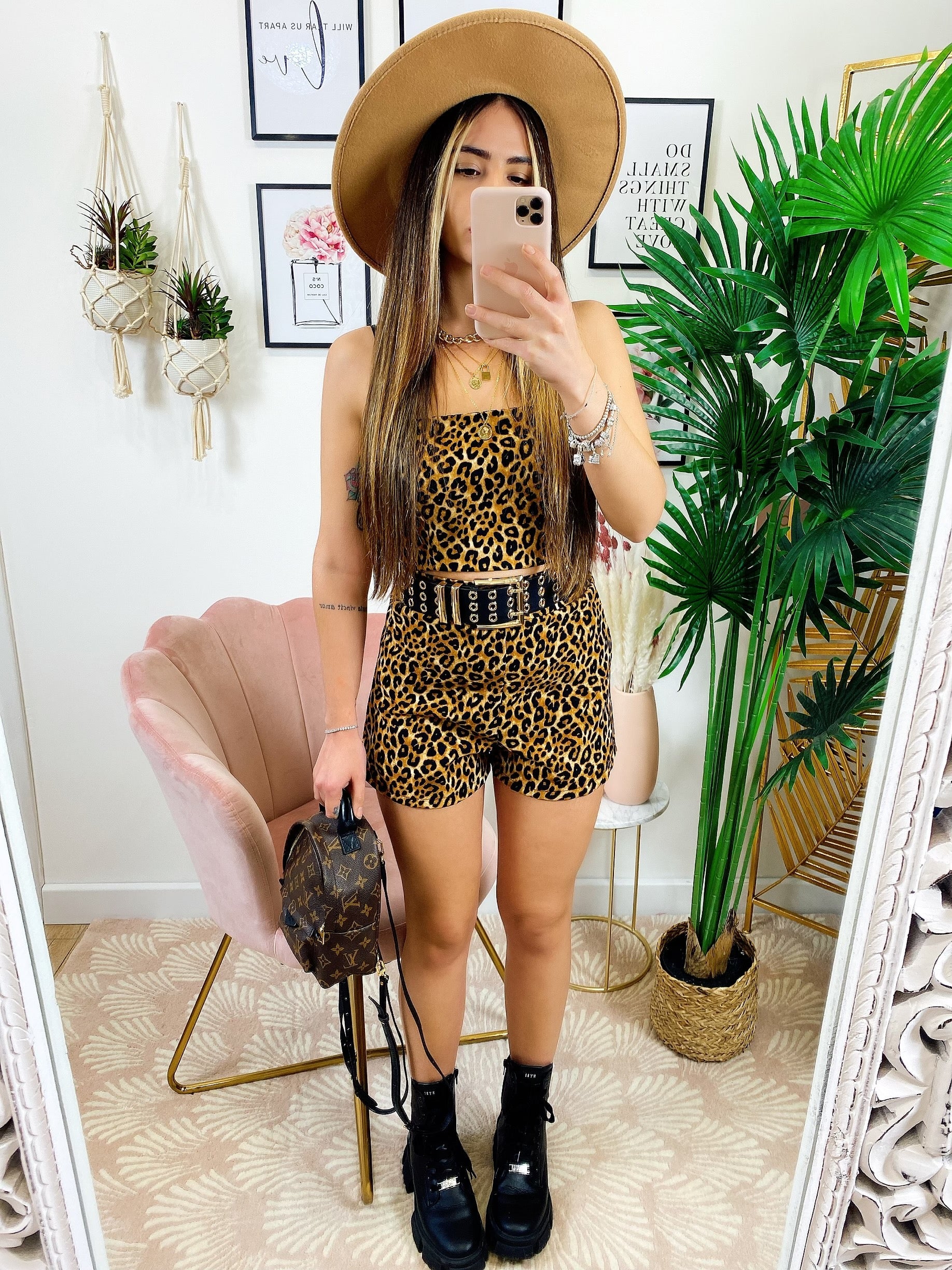 Completo top e pantaloncino maculato