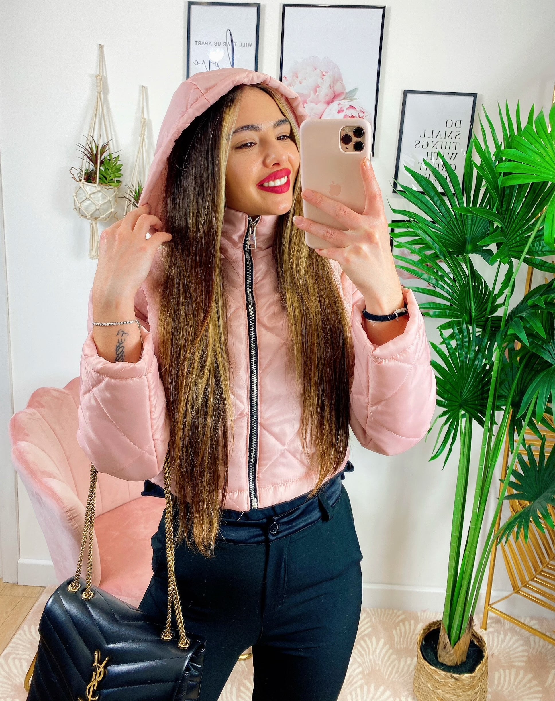 Bomber crop a rombi Rosa