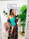 Kimono in seta etnico base nera