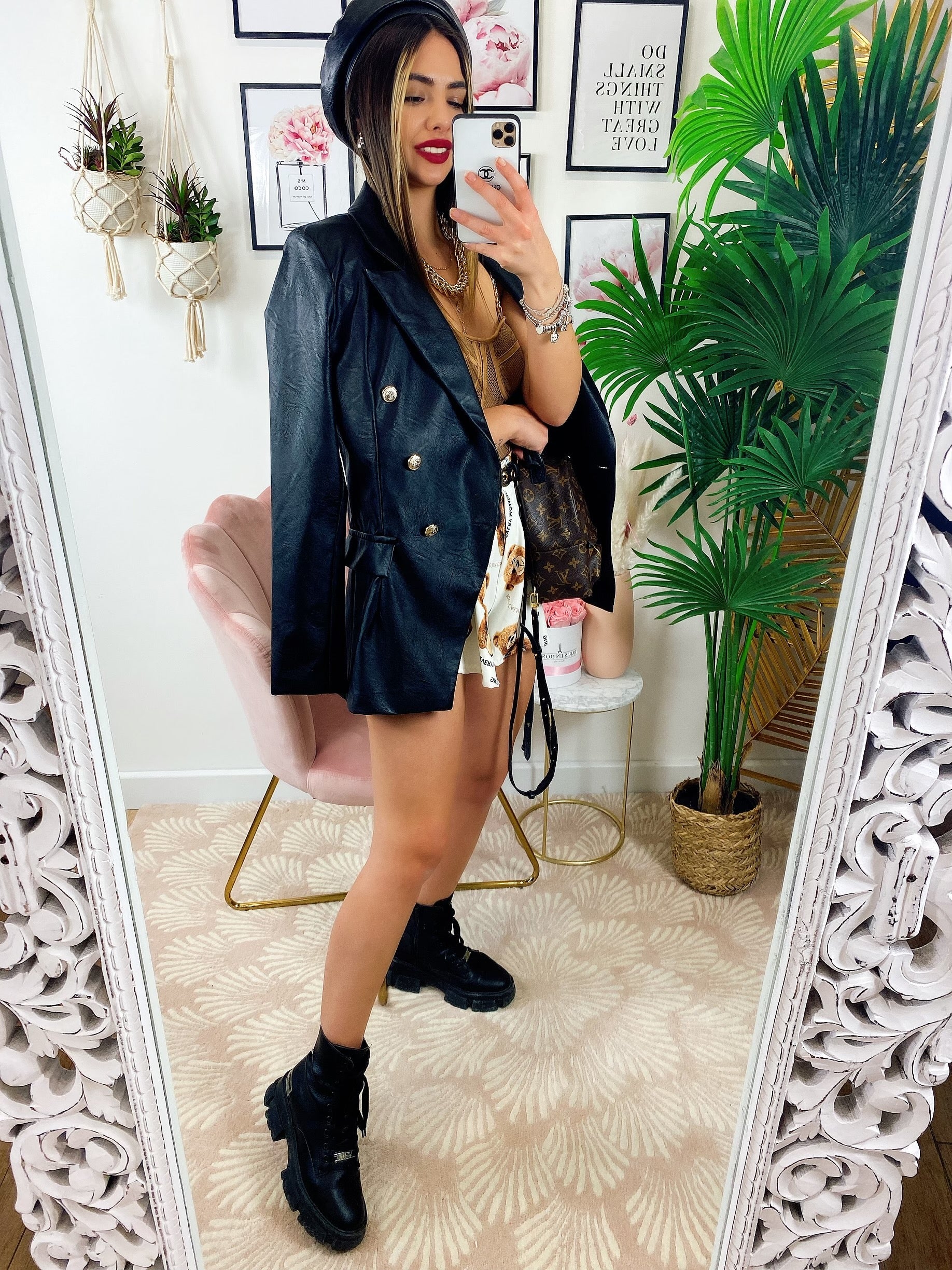 Blazer in ecopelle Nero
