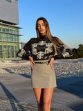 Maglione fiocco di neve nero e argento