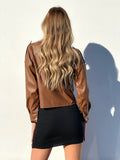Giacca Camel in ecopelle con bottoni