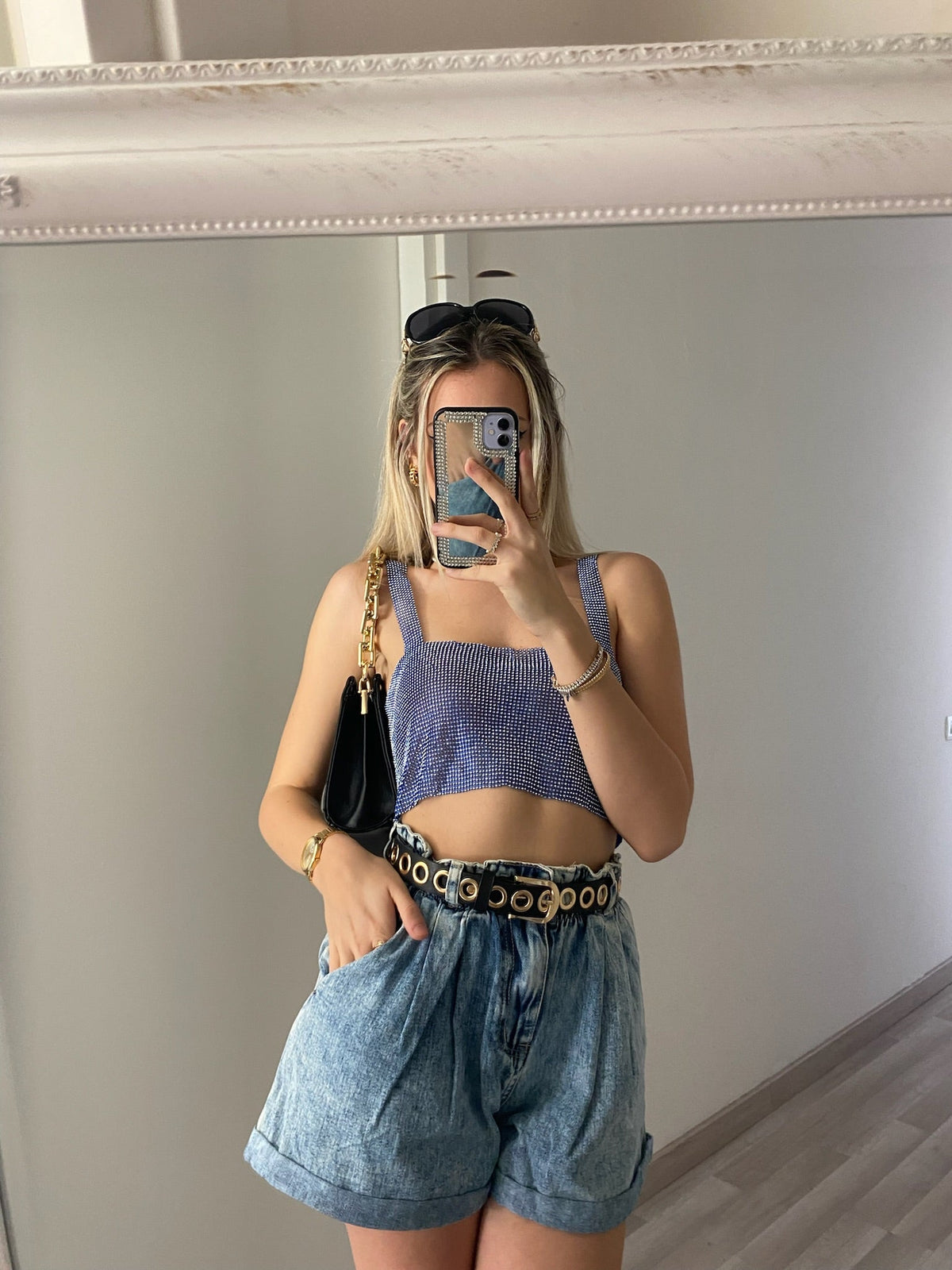 Top luxsequin blu