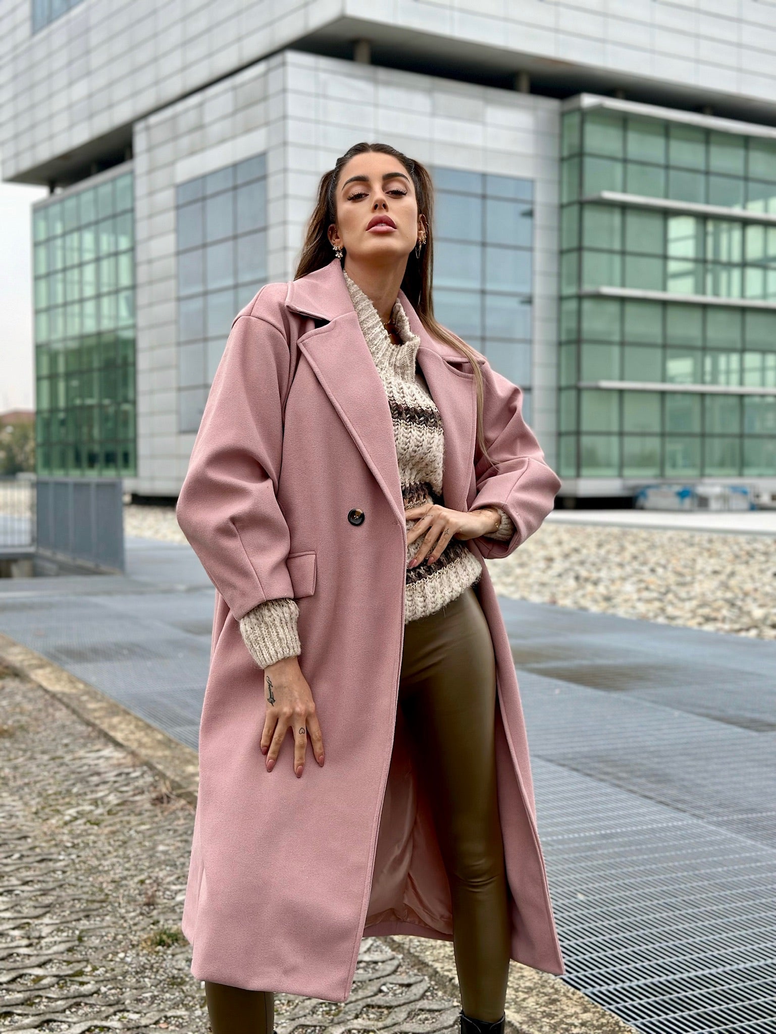 Cappotto over rosa