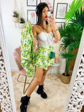 Completo Giacca e Short fiori lime