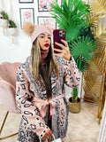 Cardigan con frange maculato rosa