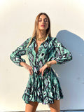 Abito con gonna a ruota dettaglio verde