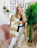 Giacca a quadri Beige con tasche