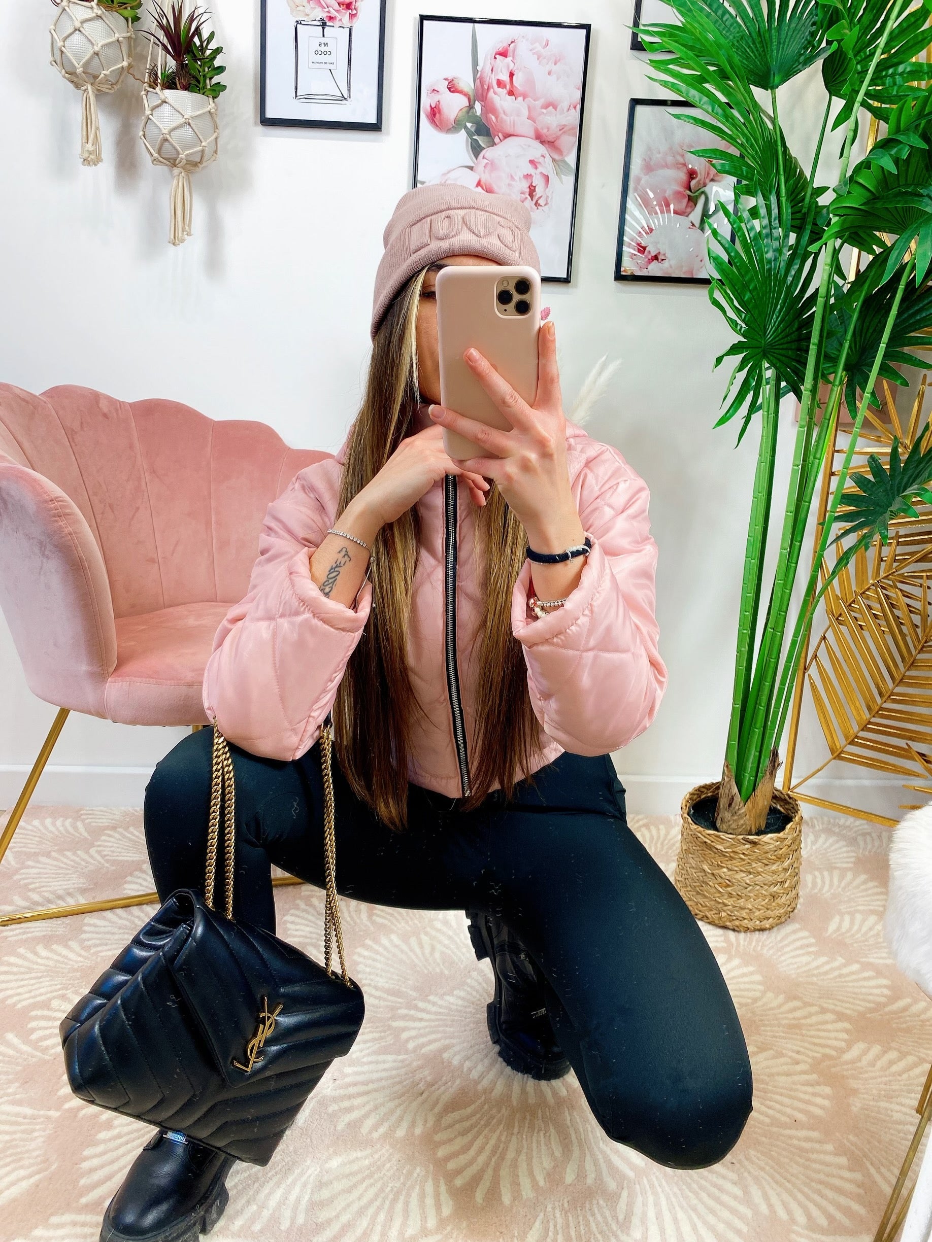 Bomber crop a rombi Rosa
