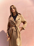 Cappotto lungo Camel con cintura