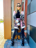 Cardigan Rosa Angel con frange e cinta