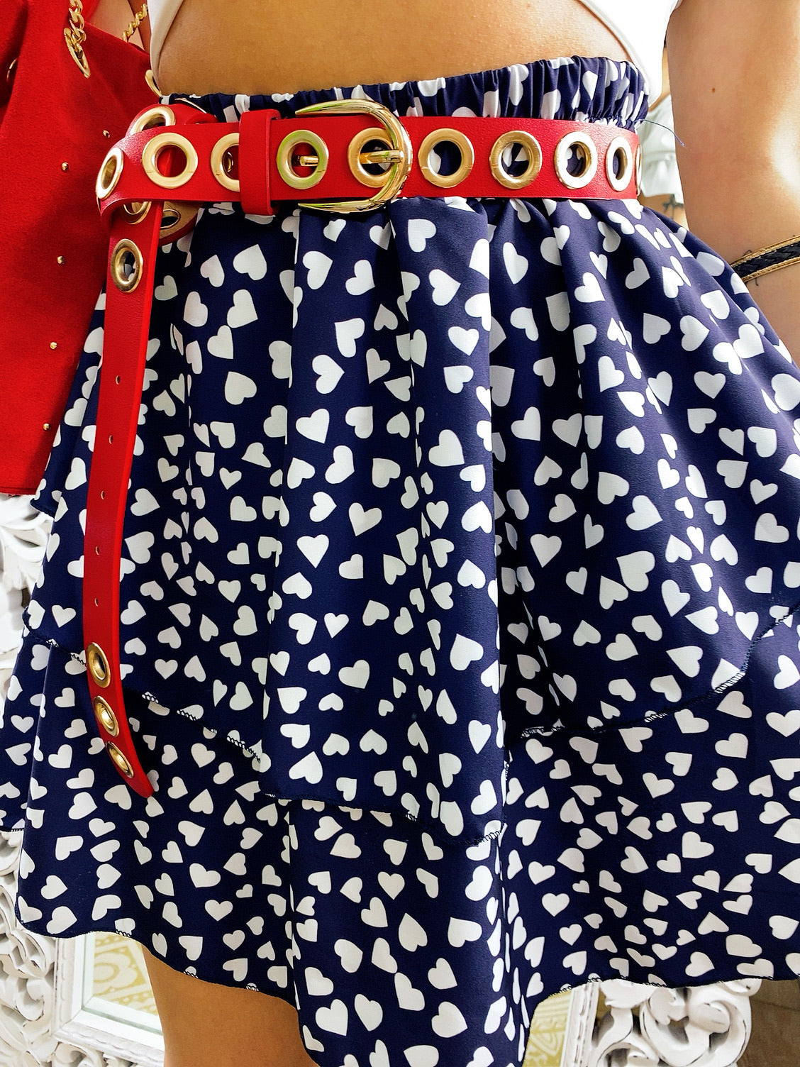 Gonna con balza e cuori