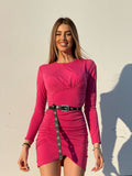 Abito aderente con arricciatura laterale Fuxia