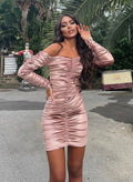 Abito in velluto glitter nude