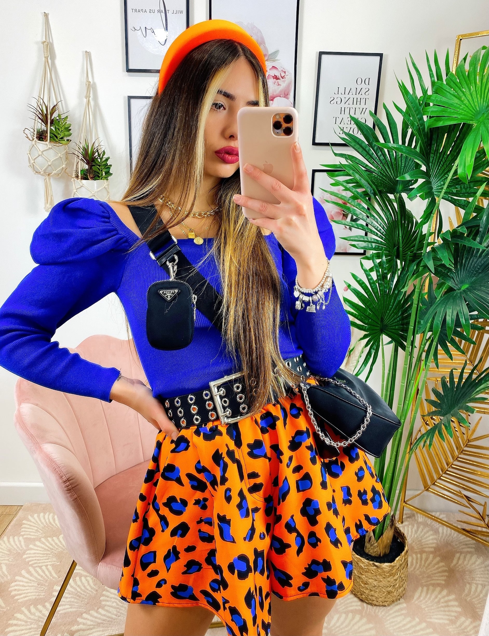 Top con spalline bombate Blu