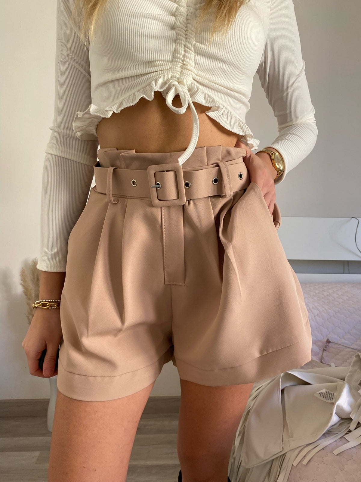Short cipria con cintura