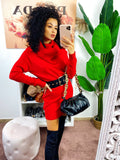 Abito in maglia collo alto rosso