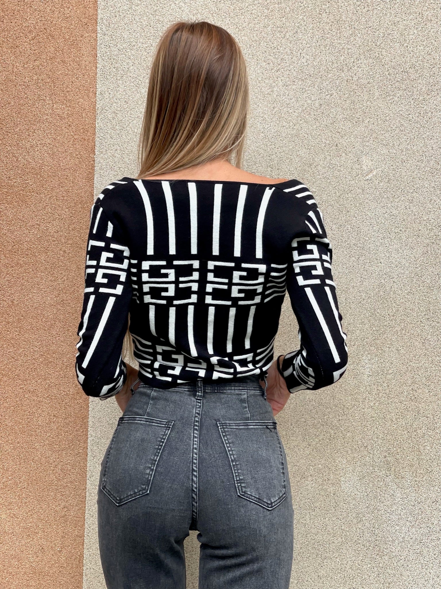 Maglione crop Bianco e nero