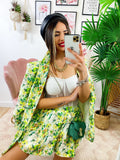 Completo Giacca e Short fiori lime