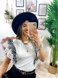 T-Shirt con voilant zebrata
