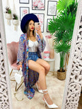 Kimono in seta etnico base lilla