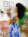 Dress Afrodite fiori celesti e lilla