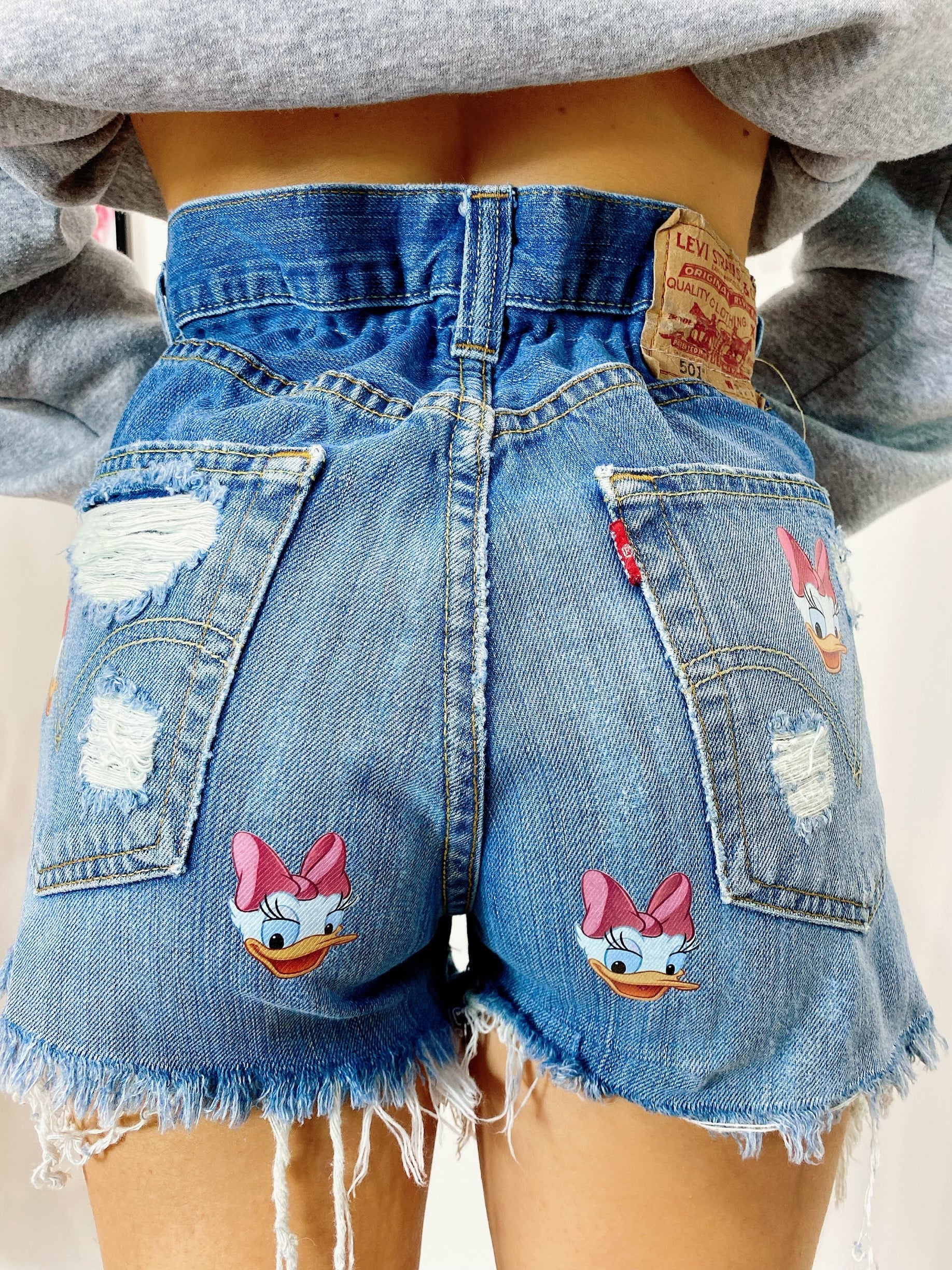 Short Levi’s Vintage con stampa Paperina sfrangiato