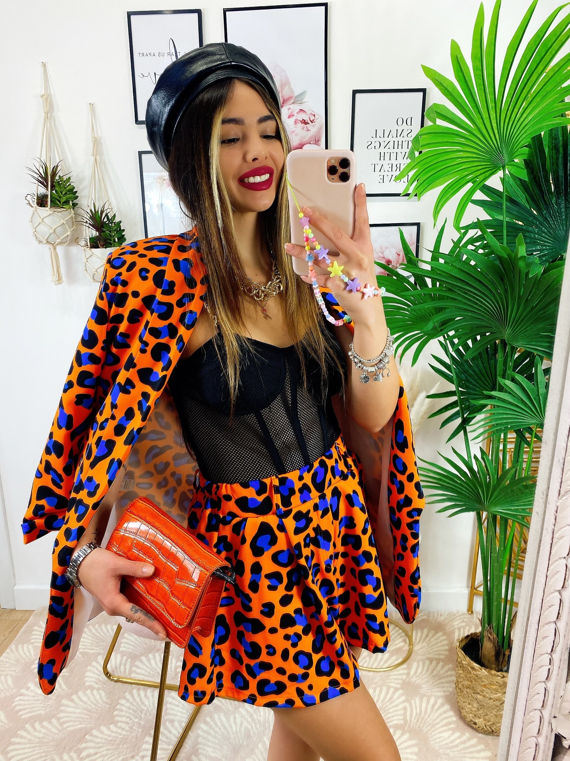 Completo Giacca e short maculato Arancio