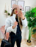 Bomber crop a rombi Bianco
