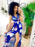Abito Afrodite con fiori Blu elettrico