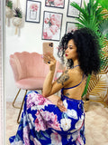 Abito Afrodite con fiori Blu elettrico