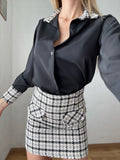 Camicia nera con dettaglio tweed