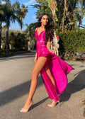 Abito Fuxia con maxi spacco