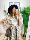 Kimono base beige floreale