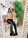 Leggins in eco-pelle con catene nero