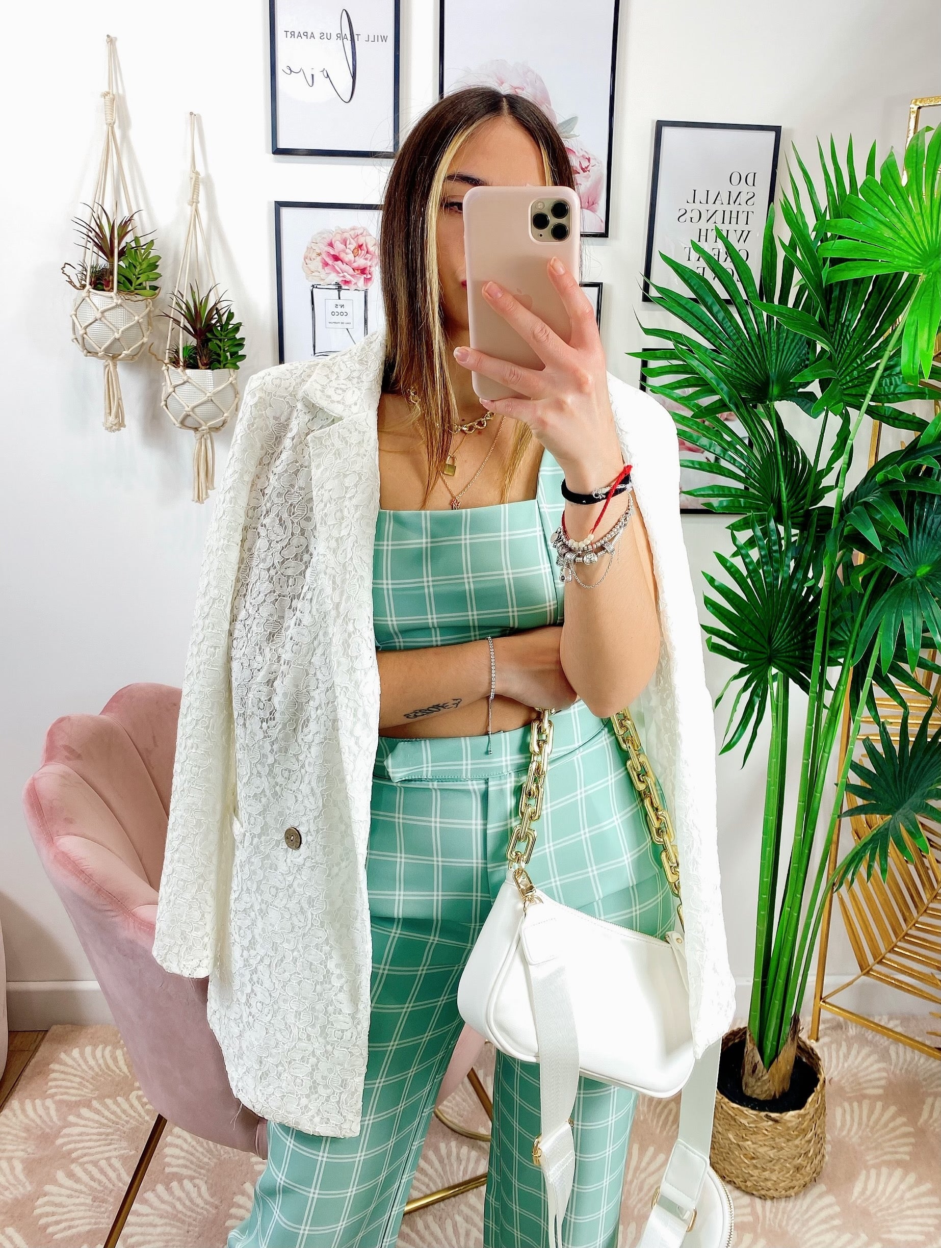 Completo verdeacqua pantalone e top