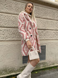 Cappotto Teddy bianco rosa