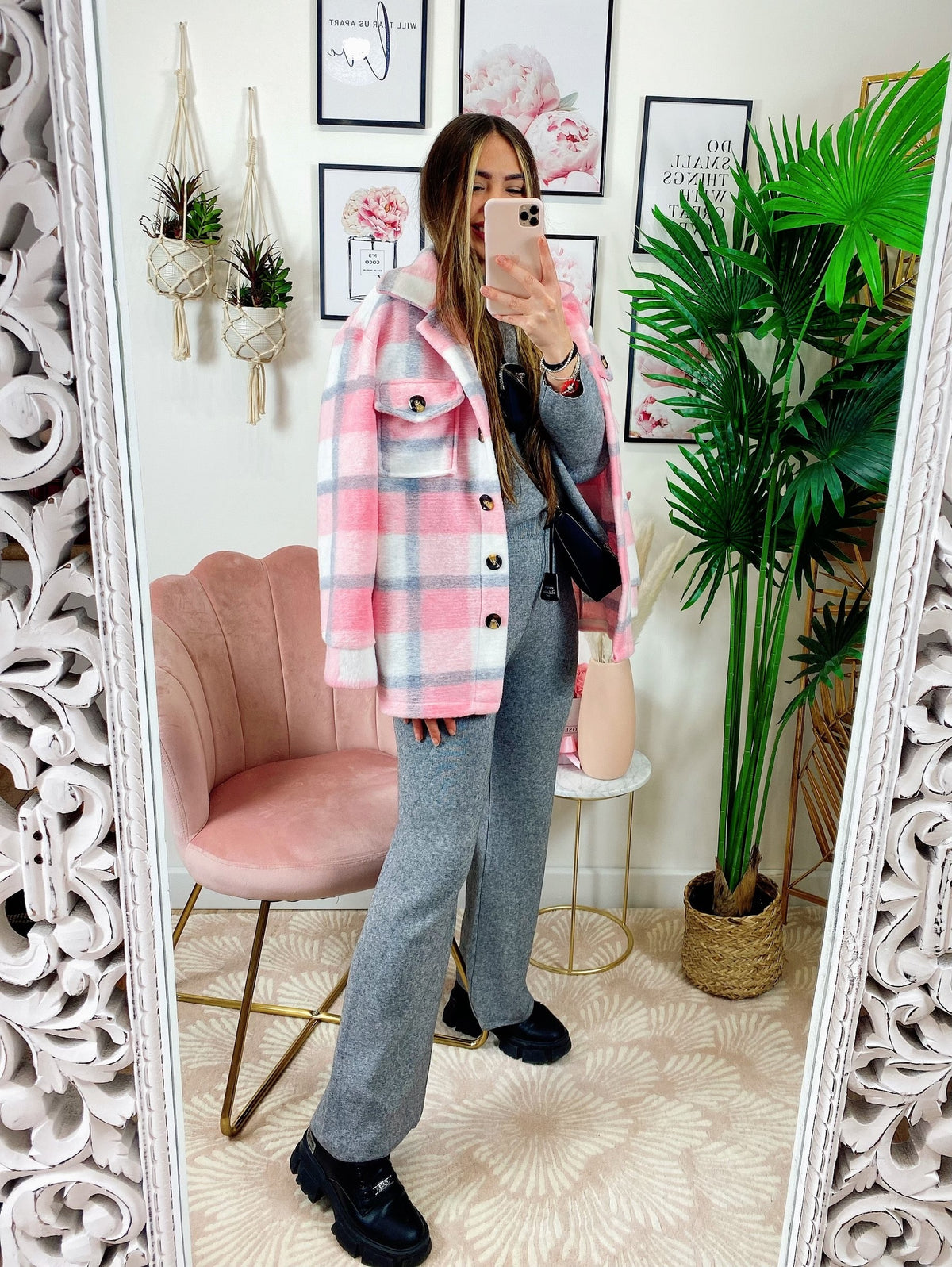 Giacca a quadri Rosa