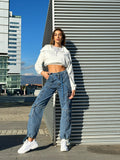 T-shirt più felpa crop bianco