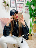 Bomber crop a rombi Nero