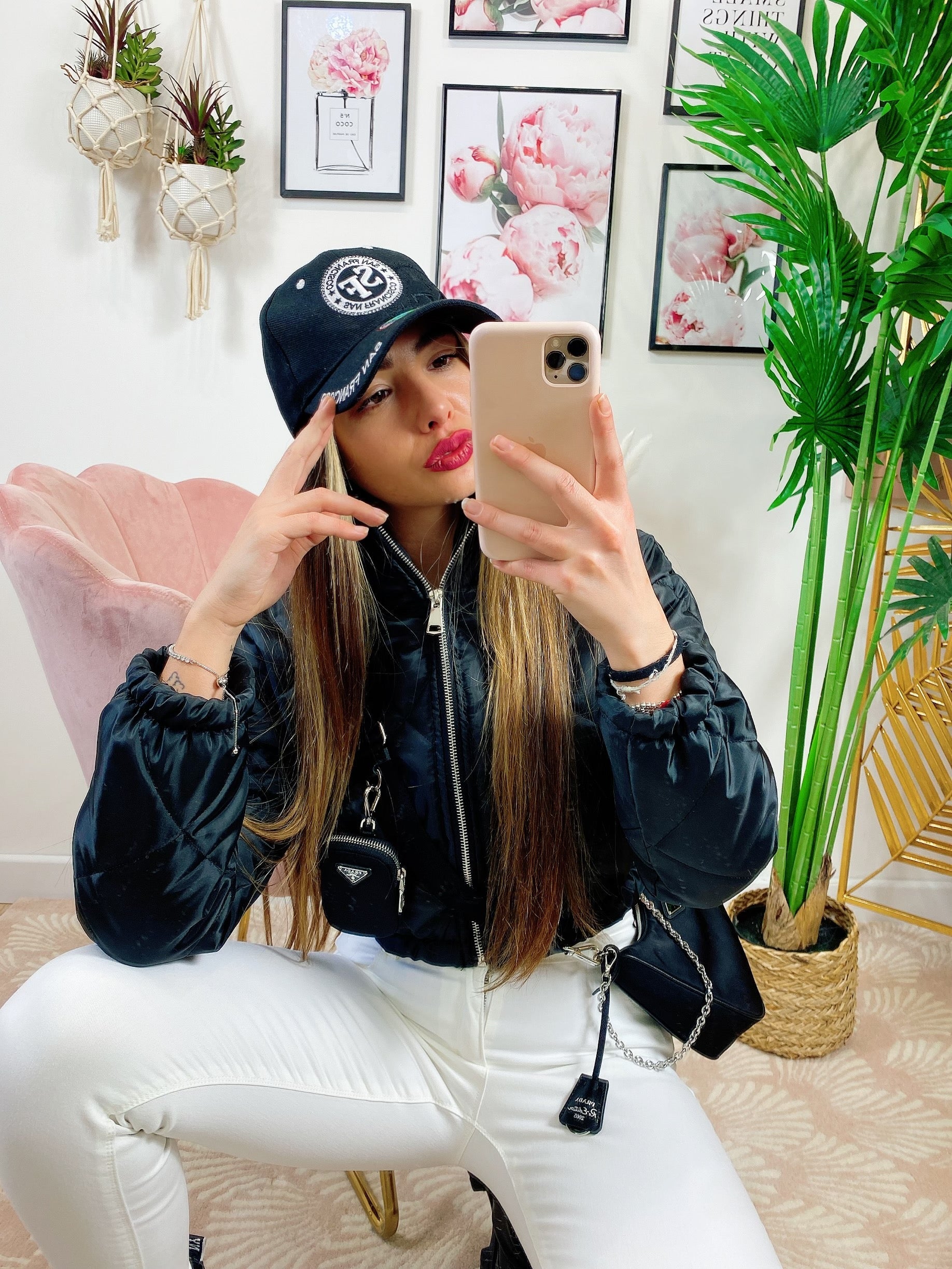 Bomber crop a rombi Nero