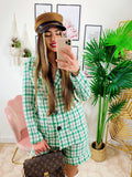 Completo Short e giacca pied de poule menta